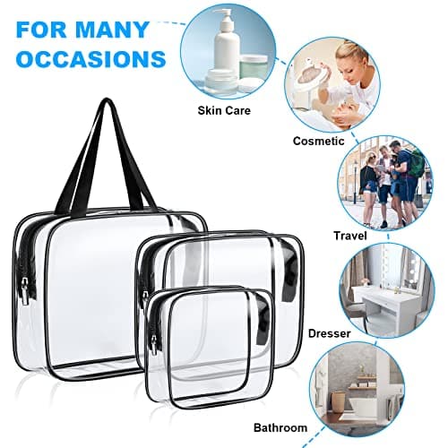 Aucuu Clear Toiletries Bag, 3 Pack PVC Waterproof Toiletries Carry Pouch, TSA Approved Travel Toiletry Bag with Zipper, Multi-Size Cosmetic Makeup Bags for Men, Women and Kids - Travel Business — view 6