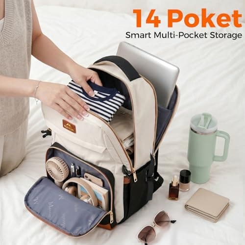 MATEIN 15.6 Inch Backpack Womens, 14 Pockets Lightweight Fashion Backpack — view 3