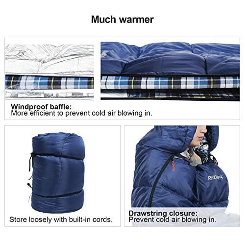 REDCAMP XL Winter Cotton Sleeping Bag for Adult,4 Season Cold Weather,2lbs — view 4
