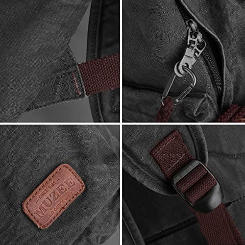 Muzee Canvas School Backpack with 15.6 inch Laptop for Men Women, Lightweight Anti-Theft Travel Daypack College Student Backpack Mit USB Charging Port — view 5