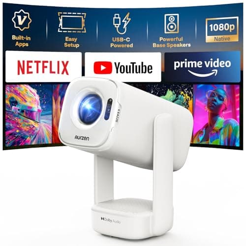 Aurzen D1 Air Smart Portable Projector Bundle with Adjustable Stand, Built-in Netflix & USB-C Powered, TOF Auto Focus, Dolby Audio, Flexible Height for Bedroom & Outdoor — view 2