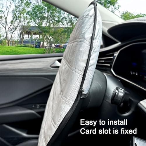 Heat Resistant Steering Wheel Cover - Aluminium Sun Protection | Automatic Heat and UV Protection for Summer Travels | Cover — view 2