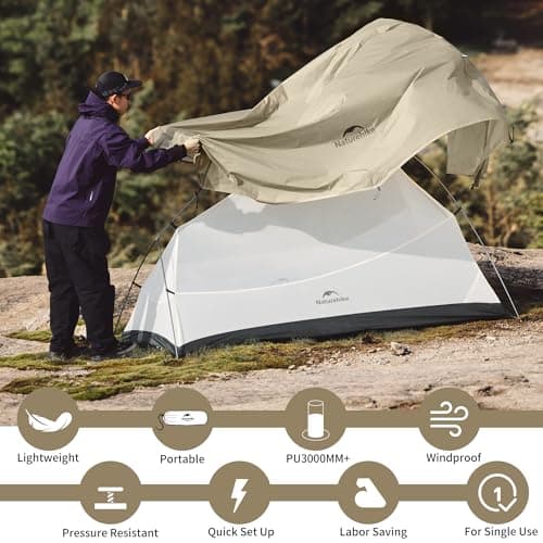 Naturehike Cloud Up Pro Camping Tent, 1 Person, Desert Sand — view 6