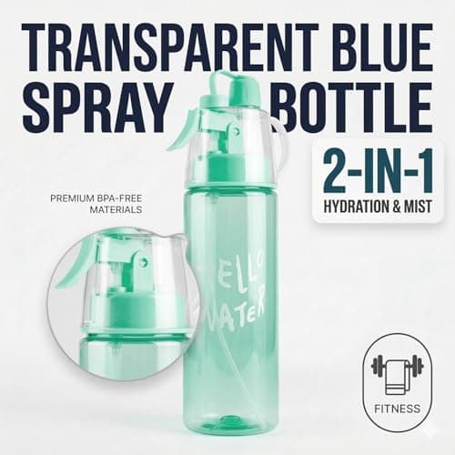 wellrun 580ML Sports Water Bottle with Spray Mist,Portable Leakproof Multi-Function Hydration Drinking Bottle for Outdoor,Fitness,Cycling, Climbing,Hiking,Flip Straw(Glossy Blue) — view 4