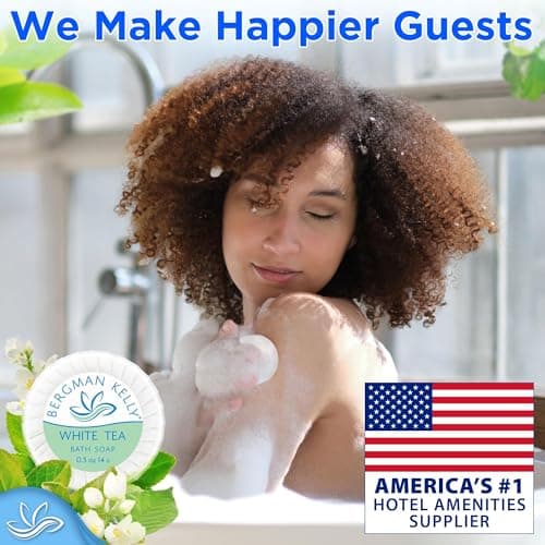 Bergman Kelly - Hotel Soap Bars - White Tea, 14 g, 100 PK - Travel Size Luxury Bulk Amenities Bar Soap - Mini Individually Wrapped Round Soaps - Small Toiletries for Airbnb, Motel, Guest Bathroom — view 5