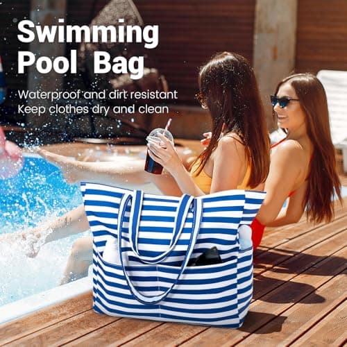 benpen Large Beach Bag for Women:Summer Beach Tote Bag with Zip — view 5