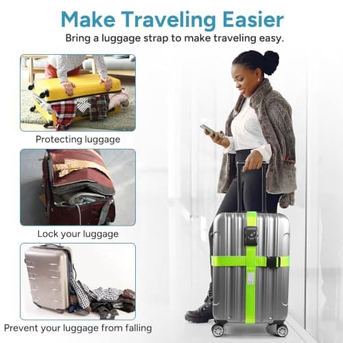 travel inspira TSA Approved Luggage Straps, Cross Suitcase Straps (Green) — view 5