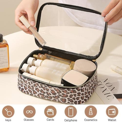 KASESSS Leopard Print Clear Toiletry Bag PVC Transparent Travel Wash Bag — view 5