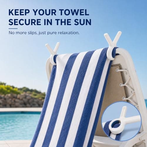 10 Pack Beach Towel Clips for Sun Loungers, Heavy Duty Clothes Pegs for Washing Line, Large Windproof Laundry Pegs, Non-Slip Sunbed Clips for Beach Towels, Quilts, Pool Chairs and Outdoor Drying — view 6