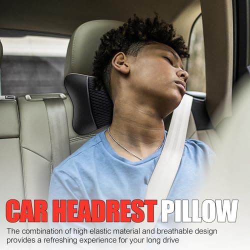 Car Seat Neck Pillow - Elastic Breathable Head Rest Support, Ergonomic Driving Neck Cushion, Soft Leather PP Cotton Travel Headrest | Odorless Comfort Padding For Auto Gaming Chair — view 3