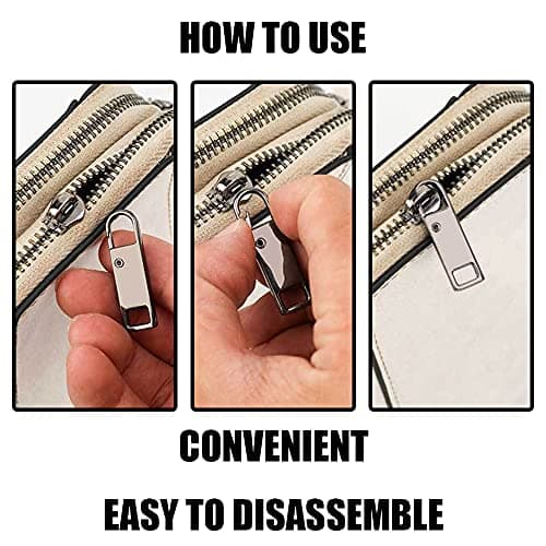 Zipper pull replacement parts,10 Pcs Black Zipper Pull Tabs Metal Replacement Zip Fixers Spring-Loaded Zipper Pulls for Clothes Suitcase Backpack DIY Craft — view 3