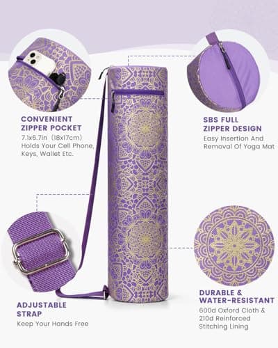 Gonex Yoga Mat Bag, Full-Zip Mat Carrier, Royal Purple — view 3