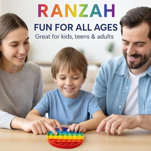 Ranzah Pop Fidget Toy Round Push Pop Bubble Popper Sensory Toy For Kids And Adults Travel Poppet Toy Squishy Toy For Gifts & Parties ADHD Stress & Anxiety Relief Toy Squeeze Toddler Toy (Round) — view 3