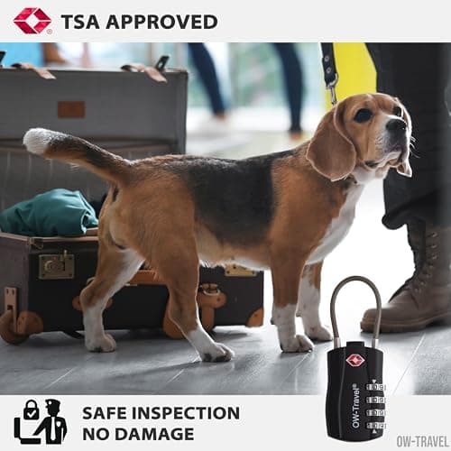 OW-Travel Suitcase Locks, TSA Approved Luggage Padlocks, Black, 2 Pack — view 5