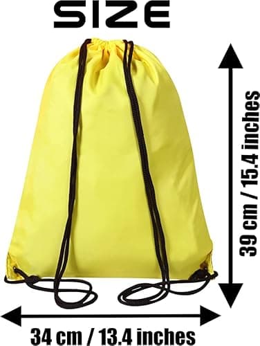 WFX Drawstring Gym Bag 2PCS String Bags Gym Sack Backpack PE Bags for Women Men Trainer Swimming Bag Travel Beach School Holidays Suitable for Sports,kids,Boys,Girls (Yellow 1pc) — view 3
