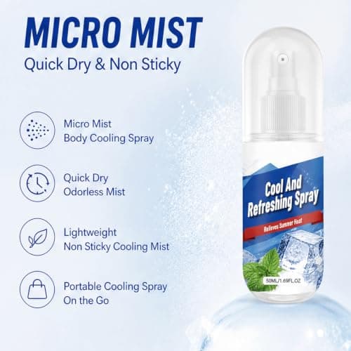 Instant Cooling Mist Spray – Peppermint & Mint Portable Travel Size Hydrating Cooler, Quick-Dry Non-Sticky Micro-Mist, Long-Lasting Cooling Sensation Spray, Instant Refresh Summer Essentials (2PCS) — view 6