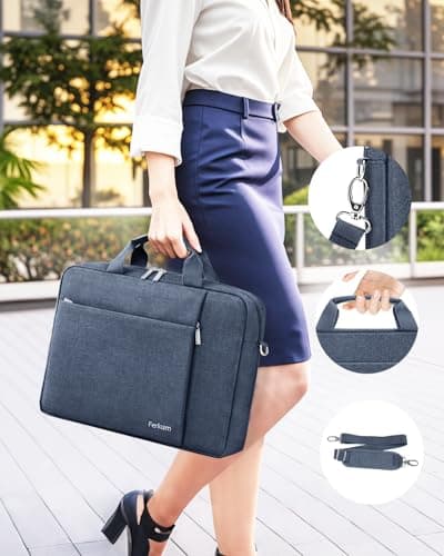 Ferkurn Laptop Bag Case 17 17.3 inch for Women Men Compatible with HP OmniBook Pavillion,Acer Aspire Nitro,IdeaPad,Precision,ASUS Vivobook,MSI,LG, Slim Strap Messenger Briefcase Computer Bag, Gray — view 5