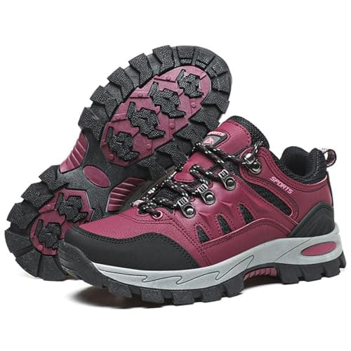 Topwolve Hiking Boots Men's Women's Waterproof Walking Shoes Low Rise Trekking Climbing Shoes Outdoor Backpacking Camping Trails Shoes,Rose Red,3 UK — view 6