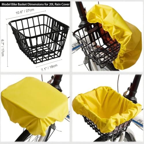VAOLOAV Rain Cover for Bicycle Basket Bicycle Bag (35L Yellow, 35L) — view 5