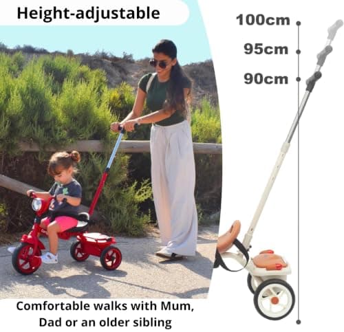 Twinly Carly Foldable Toddler Tricycle with Parent Handle, Mint — view 4
