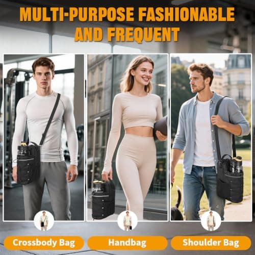 HUNTVP Magnetic Gym Bag Water Bottle 1.8L, Multi Pocket Water Bottle Carrier with Detachable Shoulder Strap Reflective Strip, Portable Crossbody Bottle Holder for Sports Outdoor Travel — view 6