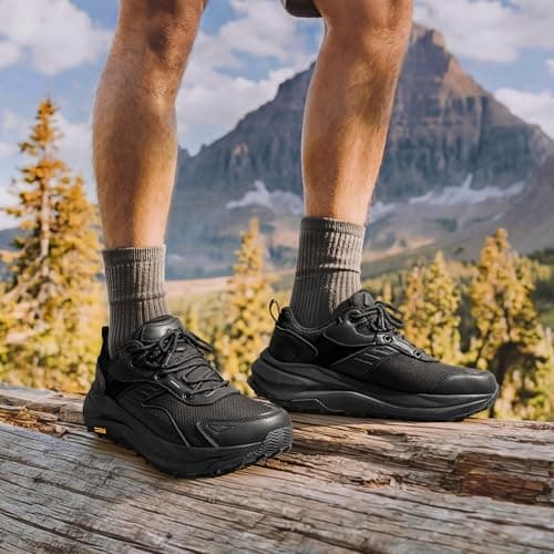 NORTIV 8 Men's Wide Toe Box Waterproof Hiking Shoes,Size 11,Black — view 2