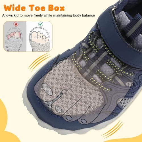 JOINFREE Kids Walking Shoes Girls Boys Barefoot Sneakers Toddler Non-Slip Hiking Shoe Tennis Sneaker Grey Green 13 UK Child — view 3