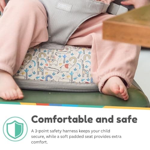 Nuby Compact Foldable Travel Booster Seat with Storage Pocket, 6M+, Safari — view 3