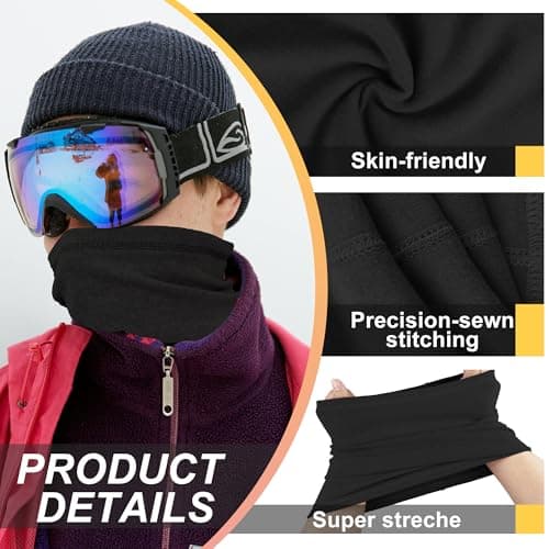 ehsbuy Winter Neck Warmer Snoods for Men Women Fleece Neck Gaiter Windproof Cold Weather Ski Face Scarf for Sports Running Cycling — view 3
