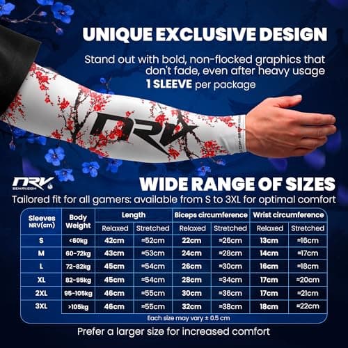 NRV Gaming Compression Sleeve (Sakura Edition) – Enhanced eSports Performance with Japanese Style – Developed by Pros – Durable, Breathable, and Frictionless, red, XL — view 3