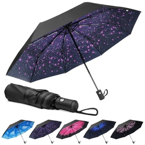 Aolso Travel Umbrella - Windproof Automatic, 8 Ribs Compact Folding, Auto Open/Close, Portable for Men & Women