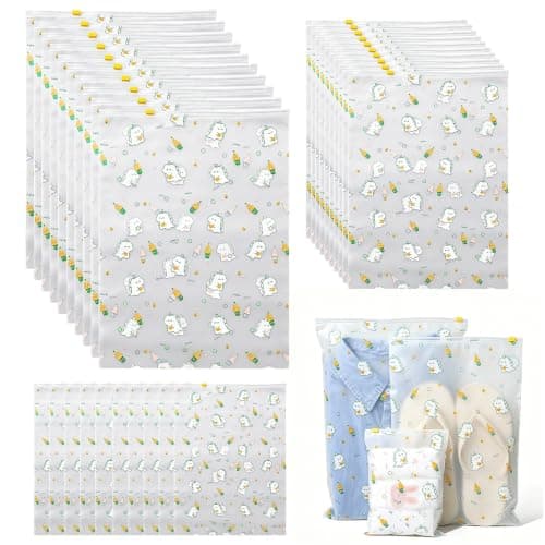 30PCS Reusable Ziplock Bags for Clothes, 3 Sizes (40x50/28x40/20x28cm) Clear Plastic Storage Bags, Waterproof Travel Clothes Storage Bags for Shoes, Cosmetics & Home Organisation