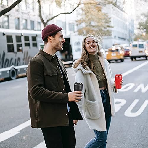 YINJAM Travel Mug 510ml Reusable Insulated Coffee Cups Vacuum Insulation Stainless Steel Thermal Bottle for Hot Cold Drinks (Red, 510ml) — view 5