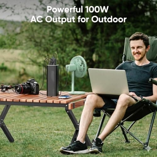Laptop Power Bank with AC Outlet, 27000mAh 100W Portabale External Battery Pack, PD 65W Dual-Way Fast Charging Laptop Charger Battery for Business Travel Outdoor Camping Home Emergency Outage — view 3