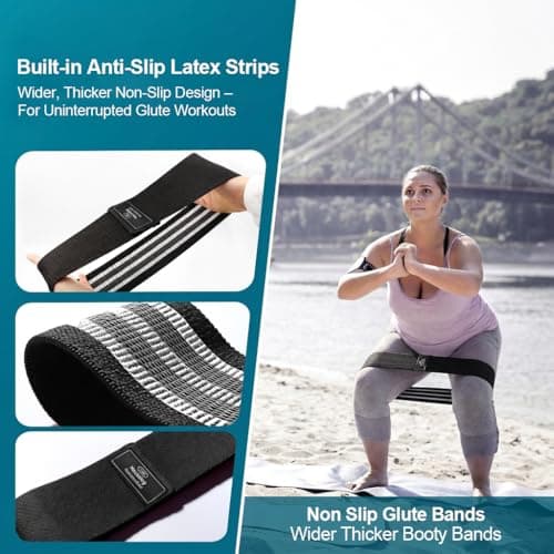 Booty Bands Glute Bands Set, Non-Slip Wider Thicker Fabric Resistance Bands, 3 Resistance Levels for Legs & Glutes Training, Home Workout for Women, Postpartum & Yoga Pilates — view 2
