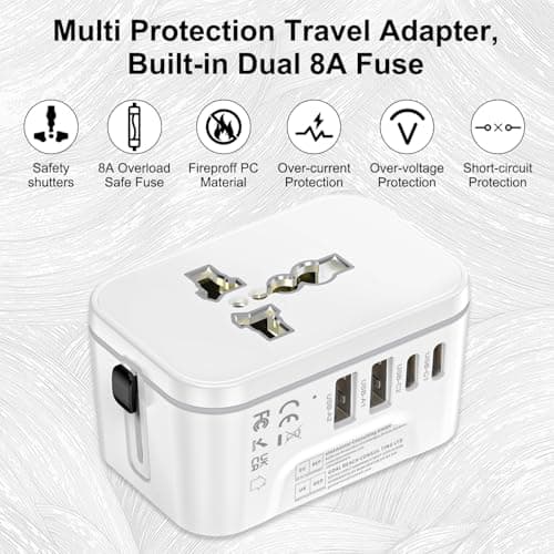 Universal Travel Adapter Worldwide with 2 USB C and 2 USB A Ports,International Travel Plug Adapter Worldwide Travel Adaptor Plug All in One Universal Charger Power Adapter UK to European EU US UK AUS — view 6