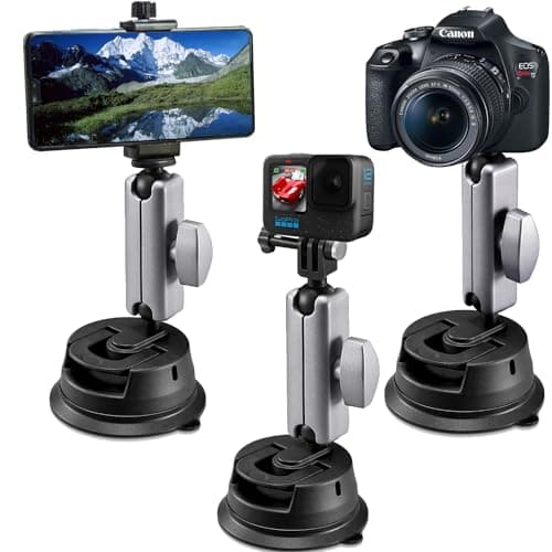 Suptig Suction Cup Mount for Phone Car Windshield Dashboard Universal Mounts and Camera Mount Car Comaptible for iPhone, Canon, Nikon, Sony and Most Cameras Or Phone