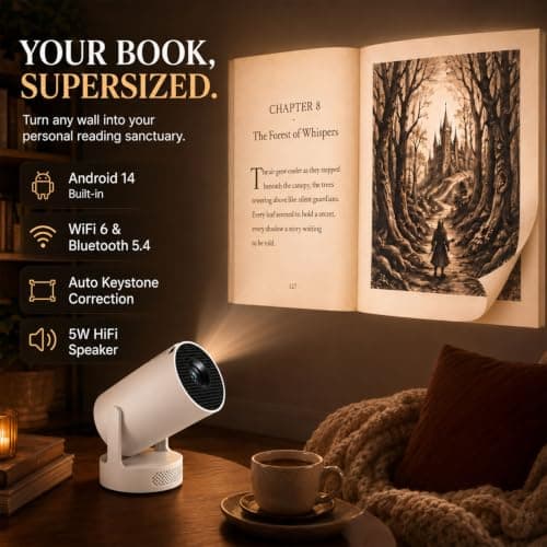 Book Cast Projector, 2026 New Book Projector for Reading，White — view 2