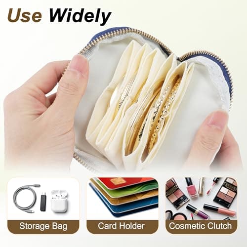 VOCOSTE Travel Jewelry Case, Portable Jewelry Organizer with 6 Independent Layers, Small Pouch Bag for Necklace Bracelet Rings Earring Storage, Women Gift Idea, Blue — view 2
