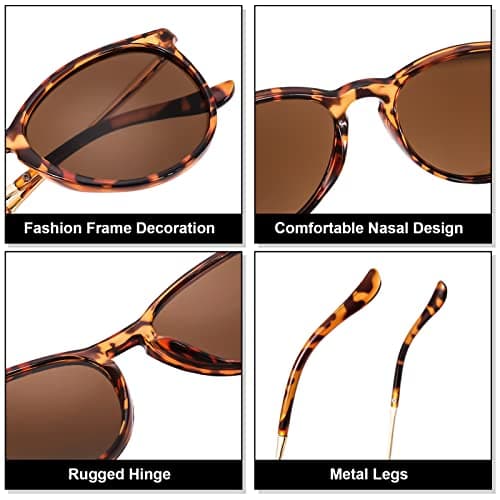 Bestomrogh 3 Pack Vintage Round Retro Sunglasses UV400 Protection Lens — view 4