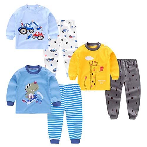 XM-Amigo Toddler Boys 3 Pack Cotton Long Sleeve Pajama Sets,3 Years