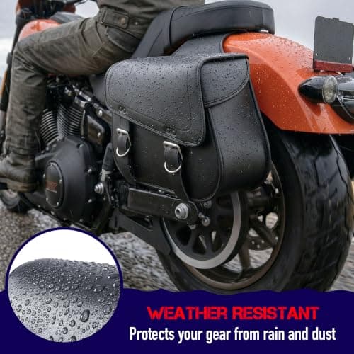 Nomad Leather Motorcycle Saddlebags Large Quick-Easy Universal Fit Throw Over Saddle Bags Cruiser Biker Side Bags (Black) — view 5