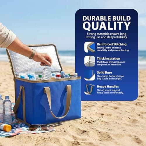 ZENO Cooler Bag | 30L Cool Bag Box | Thermal Food Delivery Bag | Large Insulated Picnic Lunch Bag | Cool Box | Grocery Shopping Bags | Cooling Bag for Camping BBQ Shopping Fishing Family Outdoor — view 4