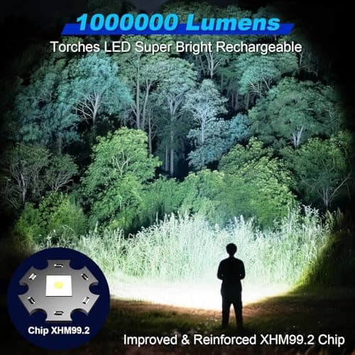 Fsiviim 1000000 Lumen Rechargeable Torches Led Super Bright, Powerful Torch — view 3