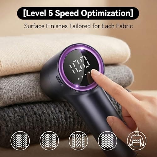Electric Lint Bobble Remover Rechargeable Fabric Shaver, Clothes Debobbler & Jumper Fluff Defuzzer | Portable Travel Fuzz Ball Pill Cutter for Sweater Sofa Furniture, Cashmere Wool Knitwear Garment — view 2