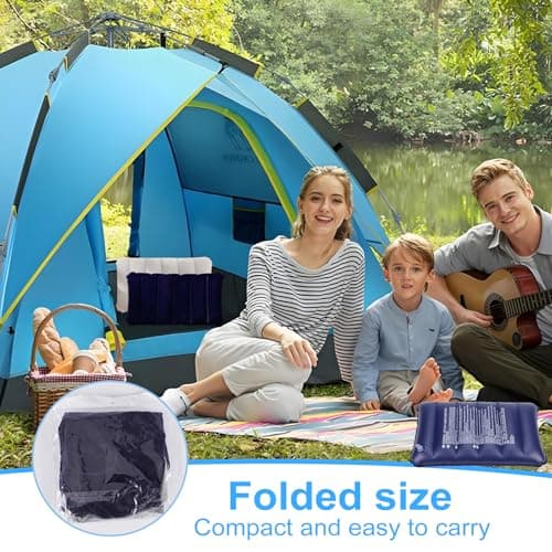 2 Pcs Inflatable Camping Pillow, Soft Flocked Blow Up Pillow for Travel — view 6