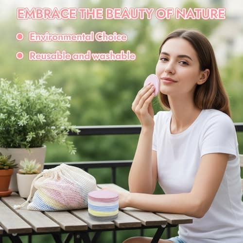 30pcs Reusable Makeup Remover Pads, 5 Colors Washable Bamboo Face Pads for All Skin Types, Soft Cleansing Rounds with Cotton Laundry Bag for Skin Care, Eco-Friendly Makeup Remover Cloths (Multicolor) — view 6
