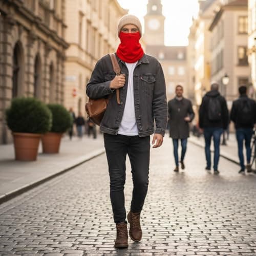 Rocking Party Adults Balaclava Snood Neck Tube Plain Paisley Scarf Travel Cover (Red) — view 2