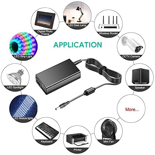 AC 240V to DC 24V Power Supply Adapter Charger for Portable Power Station Solar Generaters Ubiquiti Networks Lable Printer Cutting Machine Light Strip Speaker Monitor 24 Volt Transformer UK Plug Lead — view 2