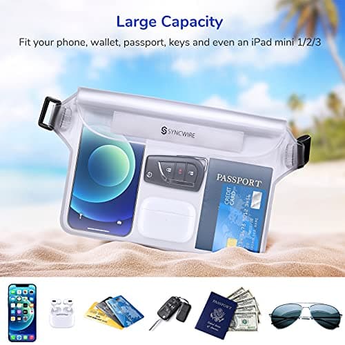 SYNCWIRE IPX8 Waterproof Pouch Bag with Adjustable Waist Strap-Screen Touchable Dry Bag with Adjustable Belt for Phone Valuables for Beach Swimming Snorkeling Boating Fishing Kayaking, etc — view 3